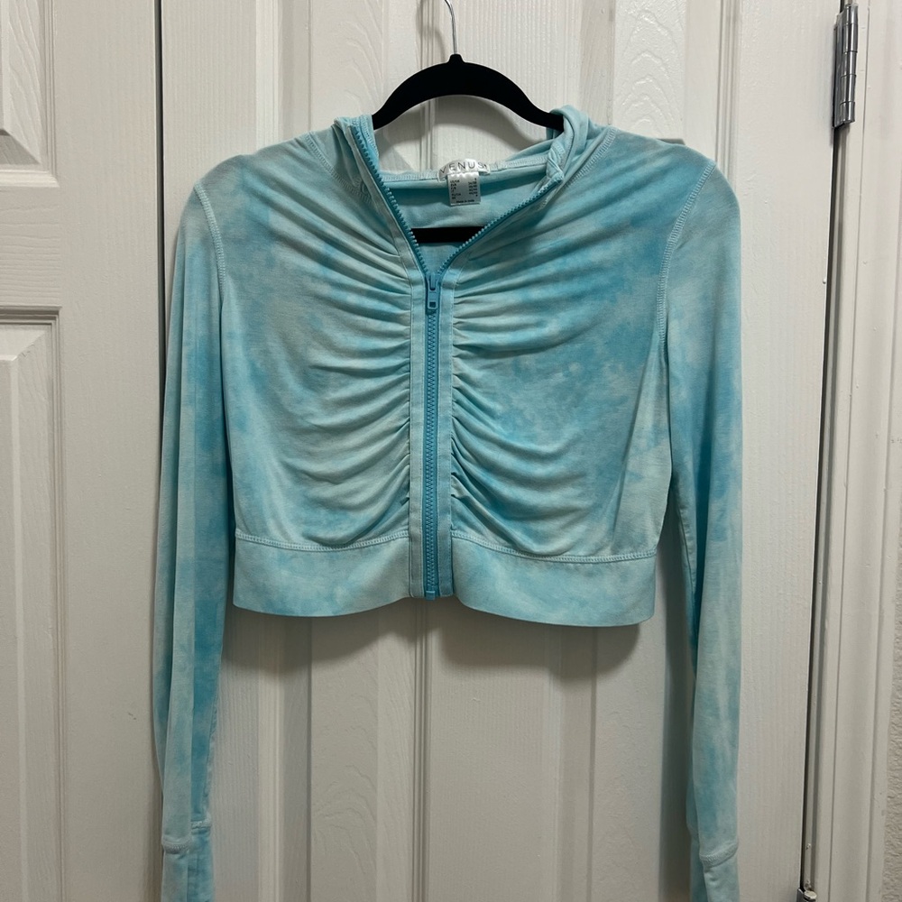 VENUS Light Blue Ruched Crop Top